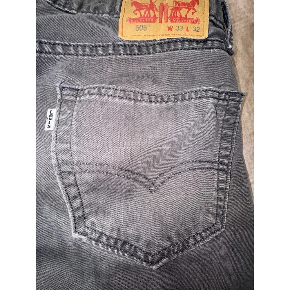 Levis white-tab 505 gray denim jeans - mens *33 x 31 Pants Distressed Crotch